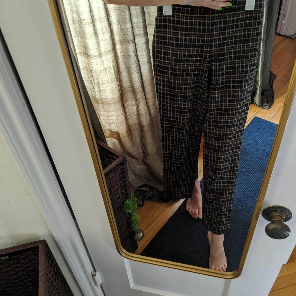 J Jill XS ponte striaght high mid plaid pants
